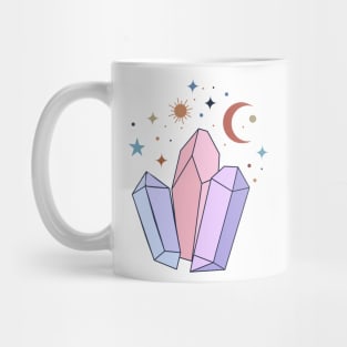 Pastel Crystal Quartzs with moon and stars Mug